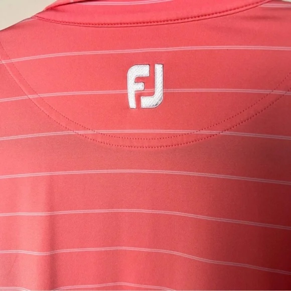 FootJoy Men's Pink/Salmon and white Striped Golf Polo Shirt size large - Picture 6 of 8